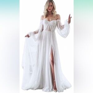 NWT Puffy Sleeve Off-the-Shoulder Wedding Ballgown